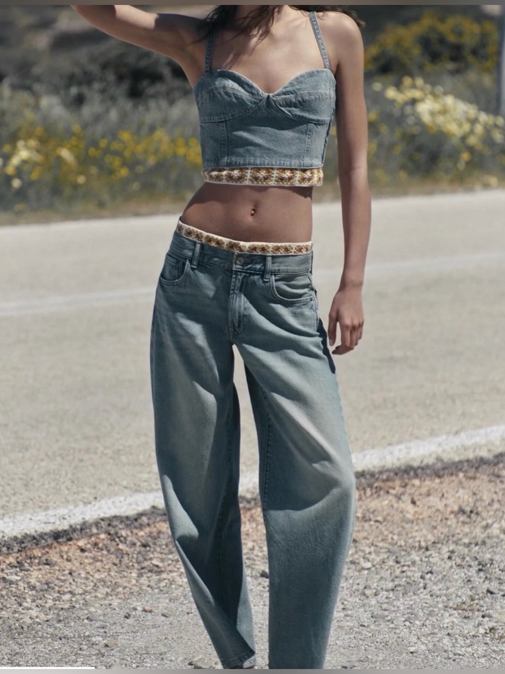 Zara Denim Matching Pants Set